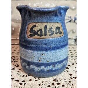 Signed Zappa Studio Pottery Colorado Hand Crafted Small Salsa Pitcher Blue White